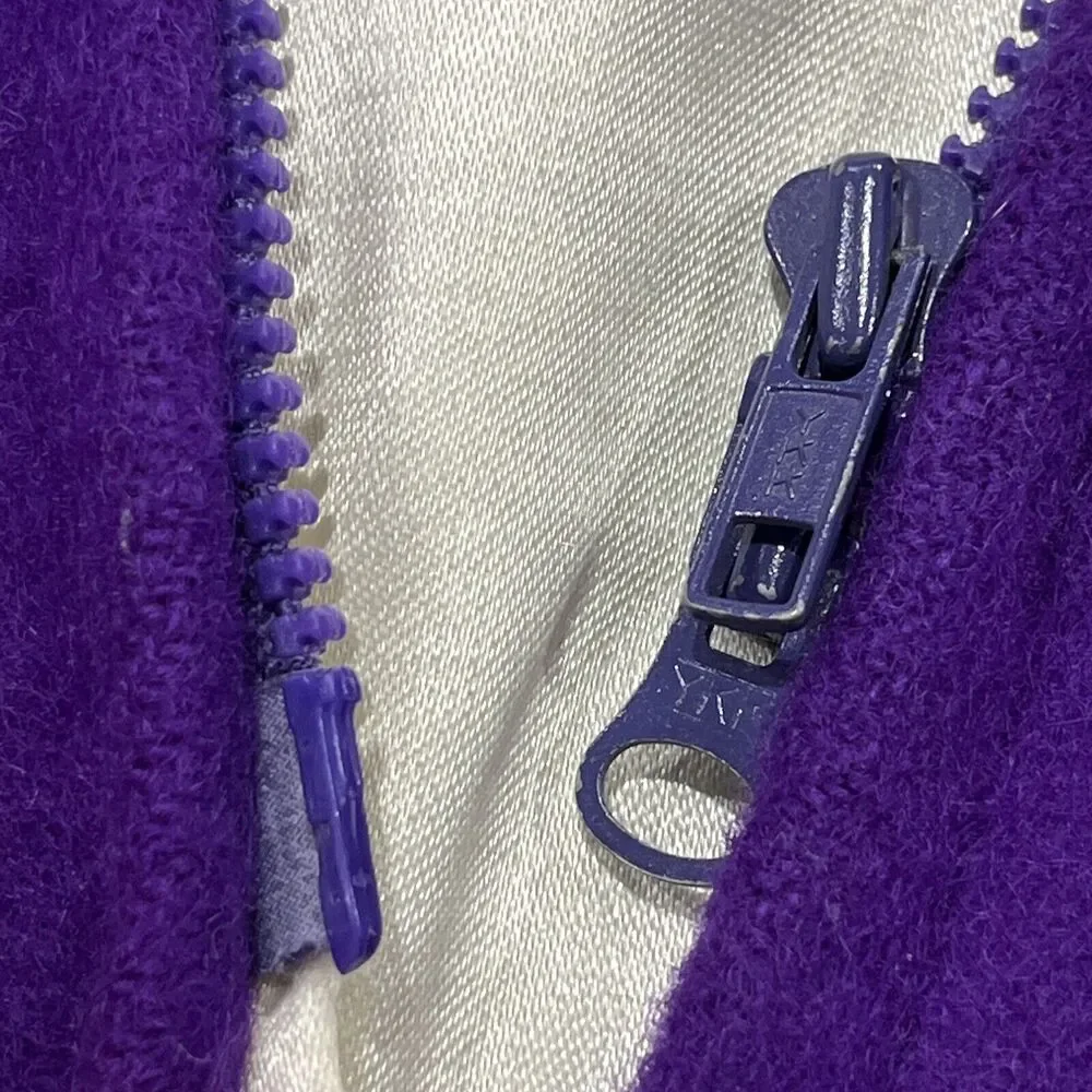 Kelsey Trail Womens Sz 20 Purple Vtg Canadian Embroidered Virgin Wool Coat lined